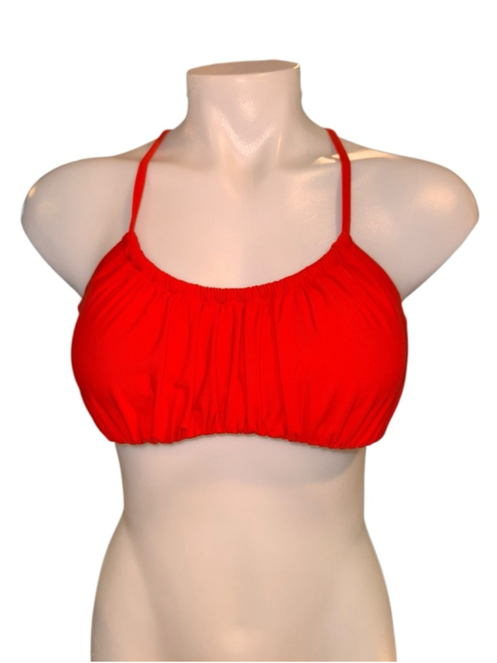 Women's CALIA Red Scrunchie Tie Back Bikini Top S